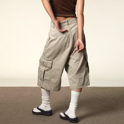 All-matching Loose Straight Cargo Cropped Pants Casual Pants Trendy